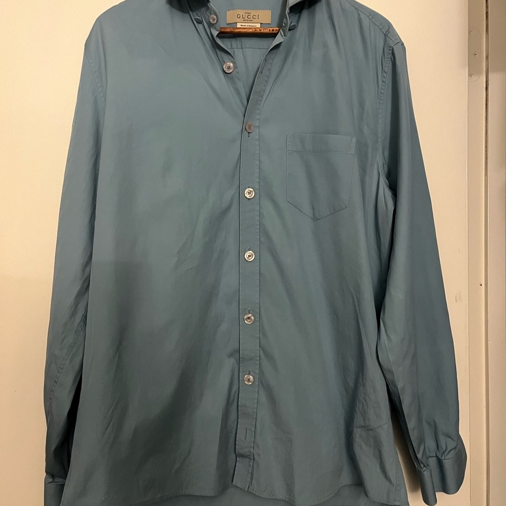 Blue GUCCI dress shirt. Sz 44/17 1/2 - Picture 2 of 6